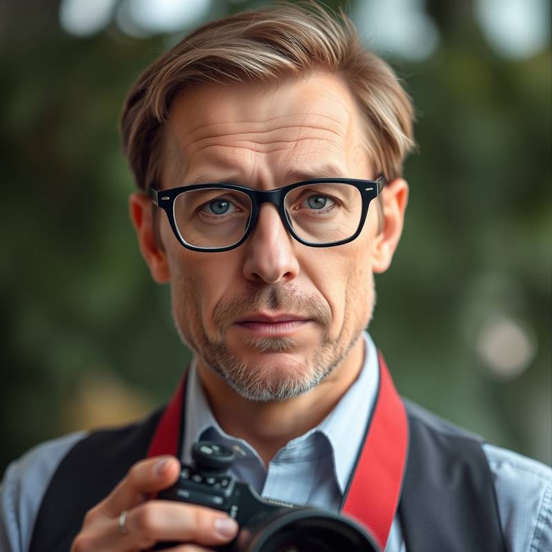 Image of a journalist with glasses